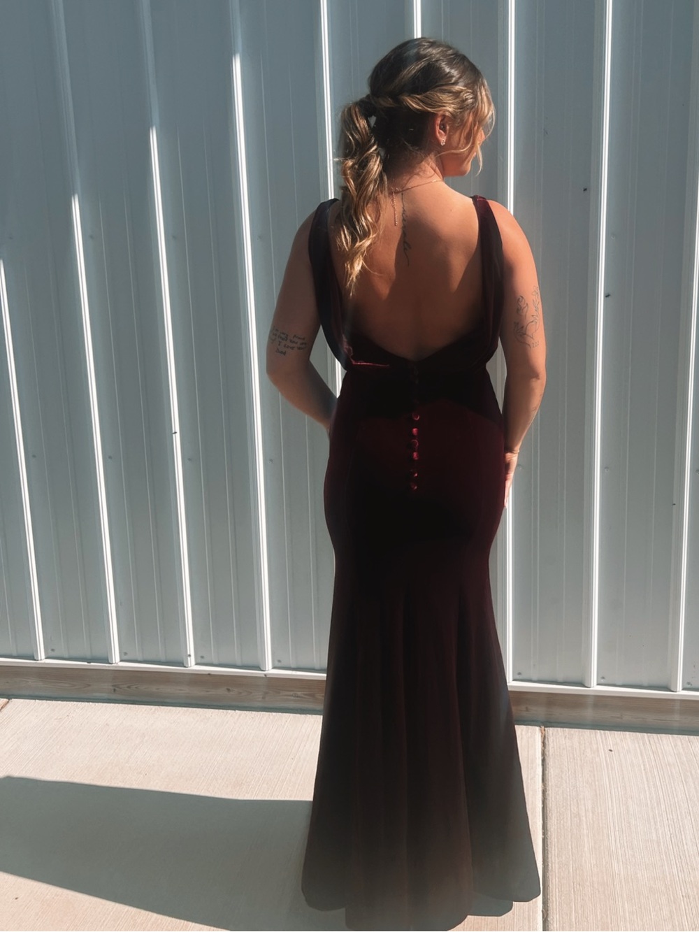 Azazie velvet burgundy bridesmaid dress